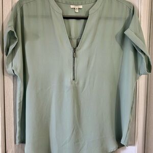 Maurices Sage Green Blouse with Zipper Detail